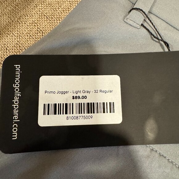 Primo Golf Apparel Primo Jogger Pants Light Gray | Size 32 Regular NWT $89 - Picture 3 of 3